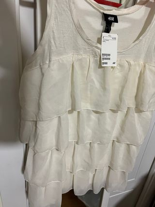 Blusa H&M tirantes volantes blanca Talla L