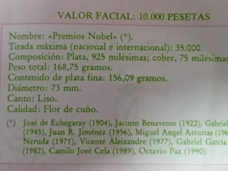 Moneda Plata 10000 Ptas