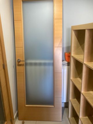 Puerta madera Haya con cristal 203 x 72