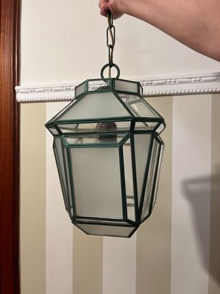 Lámpara de cristal y metal verde