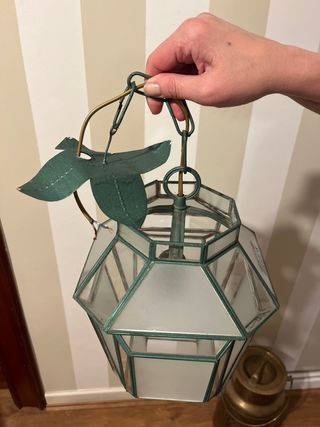 Lámpara de cristal y metal verde