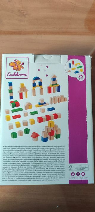 Eichhorn Bloques Madera Colores 75 Piezas