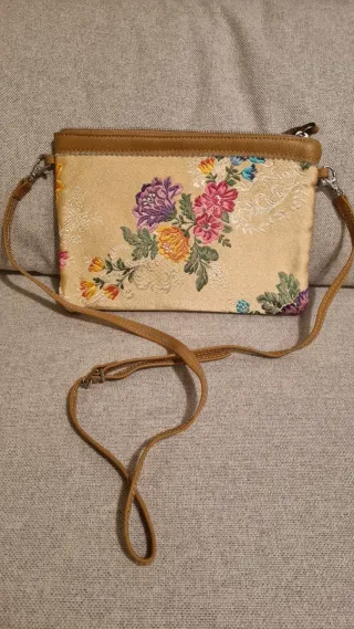 Bolso de tela Fallera y piel