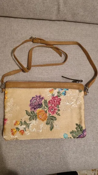 Bolso de tela Fallera y piel