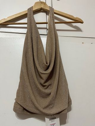 Top fiesta brillante Bershka dorado S