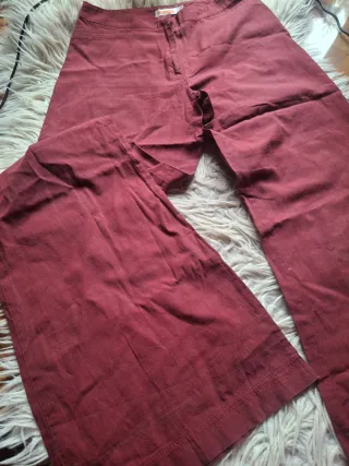 Pantalón Bershka Burdeos Talla S Algodón