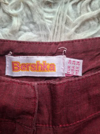 Pantalón Bershka Burdeos Talla S Algodón
