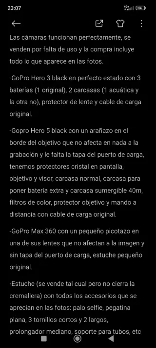 Pack 3 GoPro con estuche y accesorios