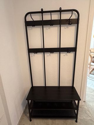 Perchero banco zapatero negro metal