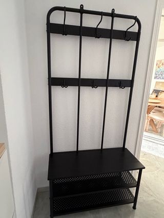 Perchero banco zapatero negro metal