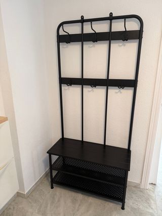 Perchero banco zapatero negro metal