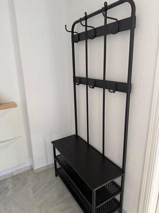 Perchero banco zapatero negro metal