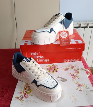 Zapatillas plataforma Refresh blancas y azul 39