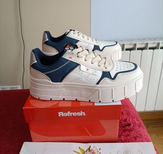 Zapatillas plataforma Refresh blancas y azul 39