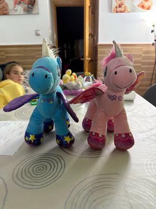 2 Peluches Unicornio Azul y Rosa