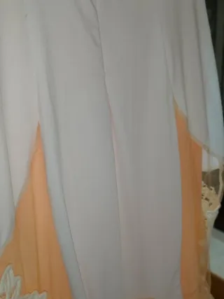 Vestido largo encaje blanco y rosa