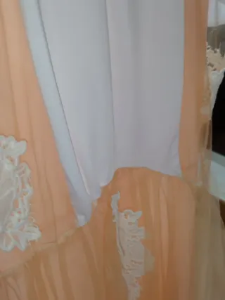 Vestido largo encaje blanco y rosa