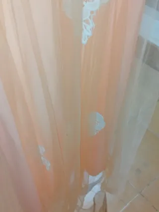 Vestido largo encaje blanco y rosa