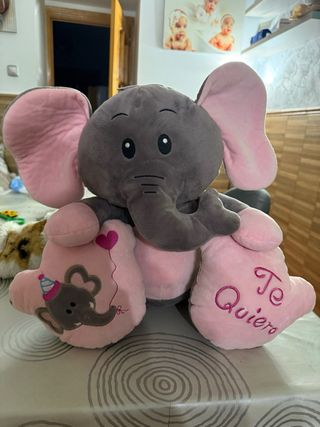 Peluche Elefante Grande Rosa y Gris