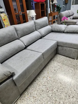 Sofá Chaiselongue Gris Deslizante