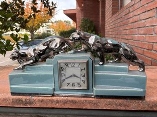 Reloj Art Déco Panteras Plata y Azul