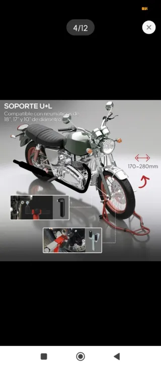 Caballete Soporte Moto Rojo