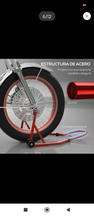 Caballete Soporte Moto Rojo