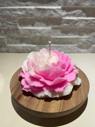 Candela Rosa Fiori Rosa e Bianco