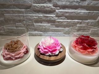 Candela Rosa Fiori Rosa e Bianco