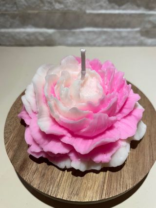 Candela Rosa Fiori Rosa e Bianco