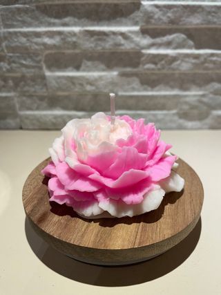 Candela Rosa Fiori Rosa e Bianco