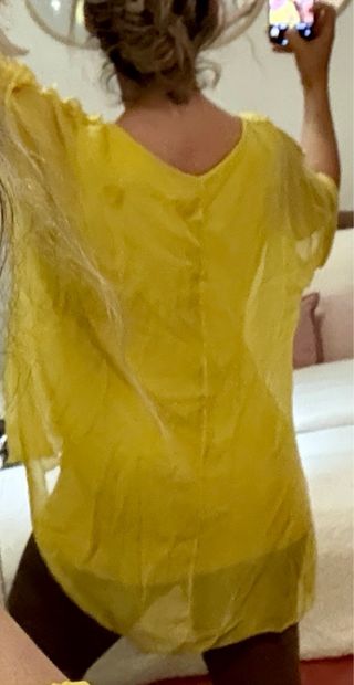 Blusa Seda Mujer Amarilla Brillante