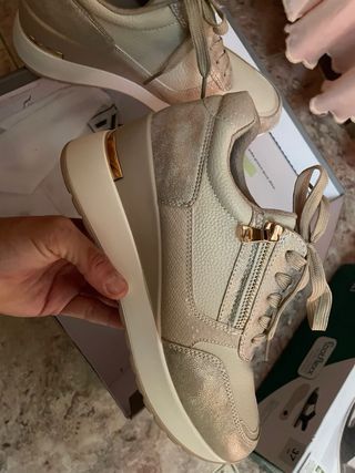 Zapatillas Esmara plataforma mujer beige/dorado