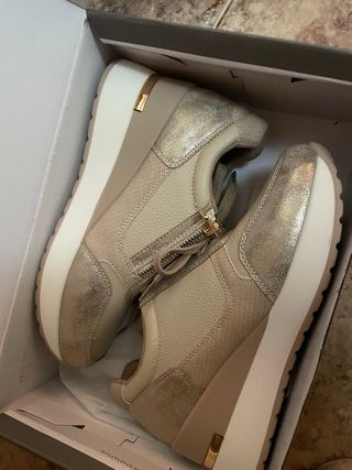 Zapatillas Esmara plataforma mujer beige/dorado