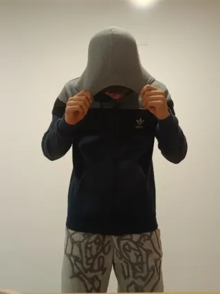 Sudadera Adidas gris y azul