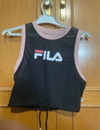 Camiseta Fila Negra y Rosa sin Mangas