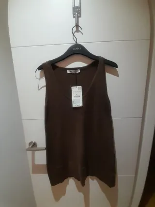 Top Zara Marrón Chocolate Talla S