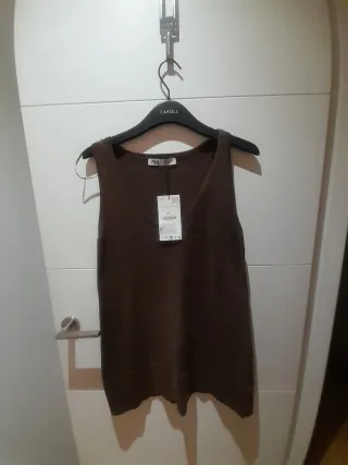 Top Zara Marrón Chocolate Talla S