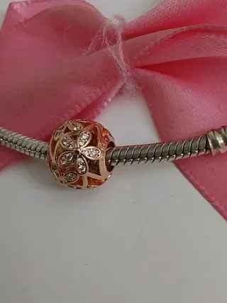 Charm Plata Rose S925 Flores Circonitas