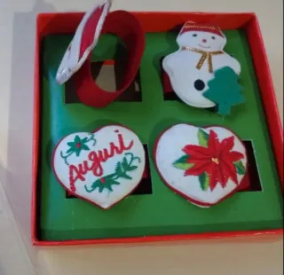 Portatovaglioli Natalizi Set 4 Pezzi