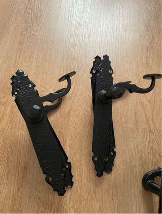 Manillas rústicas negras para puerta (4 uds)