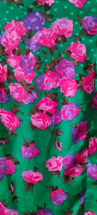 Blusa verde con estampado floral - Vintage Años 80