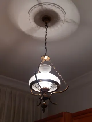 Lámpara colgante latón y vidrio