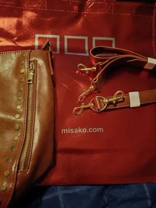 Bolso Misako marrón con detalles dorados