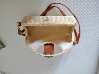 Borsa paglia manico cuoio