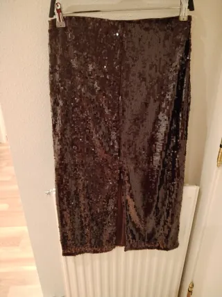 Falda Mango Lentejuelas Midi Talla XS Nueva