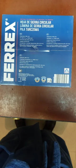 Disco Sierra Circular Ferrex 190mm 12 Dientes