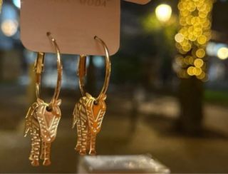 Pendientes acero  3D Cebra Dorados