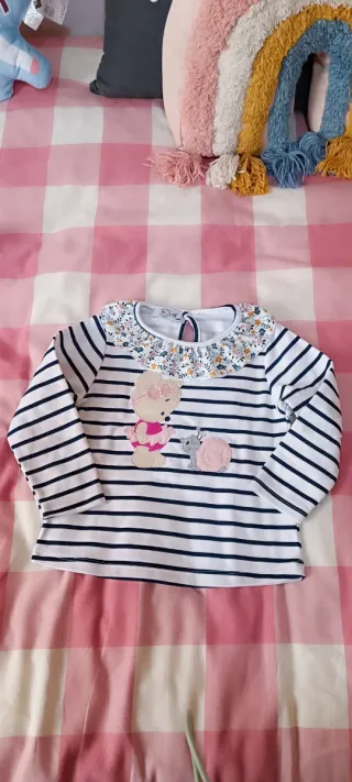 Camiseta niña rayas florales 18 meses