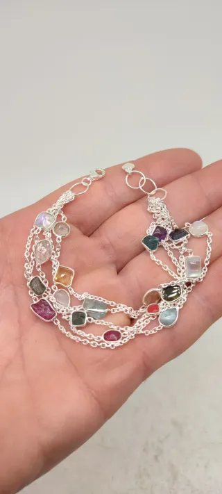 Pulsera de Plata Multipiedras.